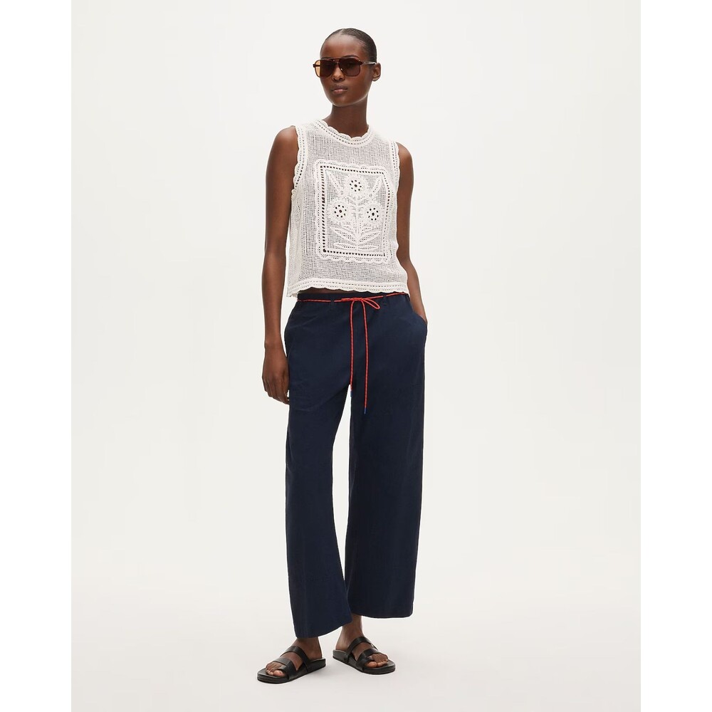 J.CREW Luna Pant With Removable Paracord XS Navy Cotton Poplin Relaxed NWT B94